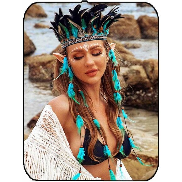 Feather Headband Boho Native American Gypsy Festival Costume Accessory main image 6